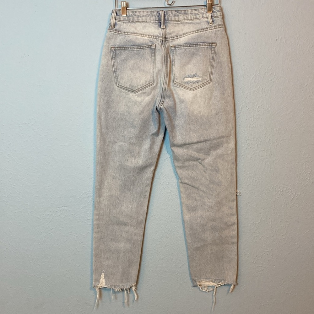 TNR Womens Size 27 Distressed Ripped High Rise Mom Jeans Blue Denim Frayed Hem - Picture 7 of 16